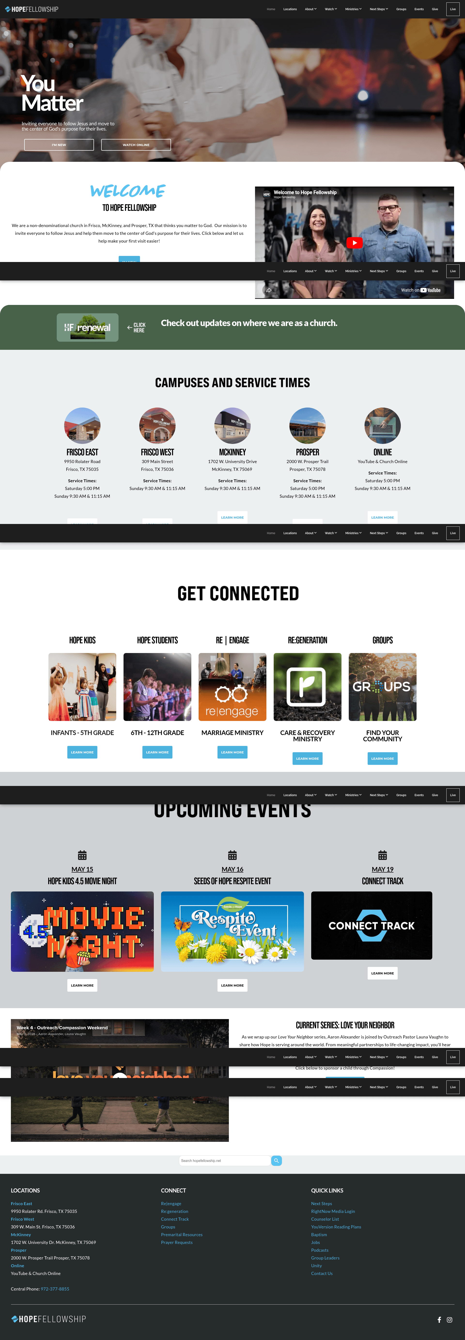 Hope Fellowship homepage screenshot