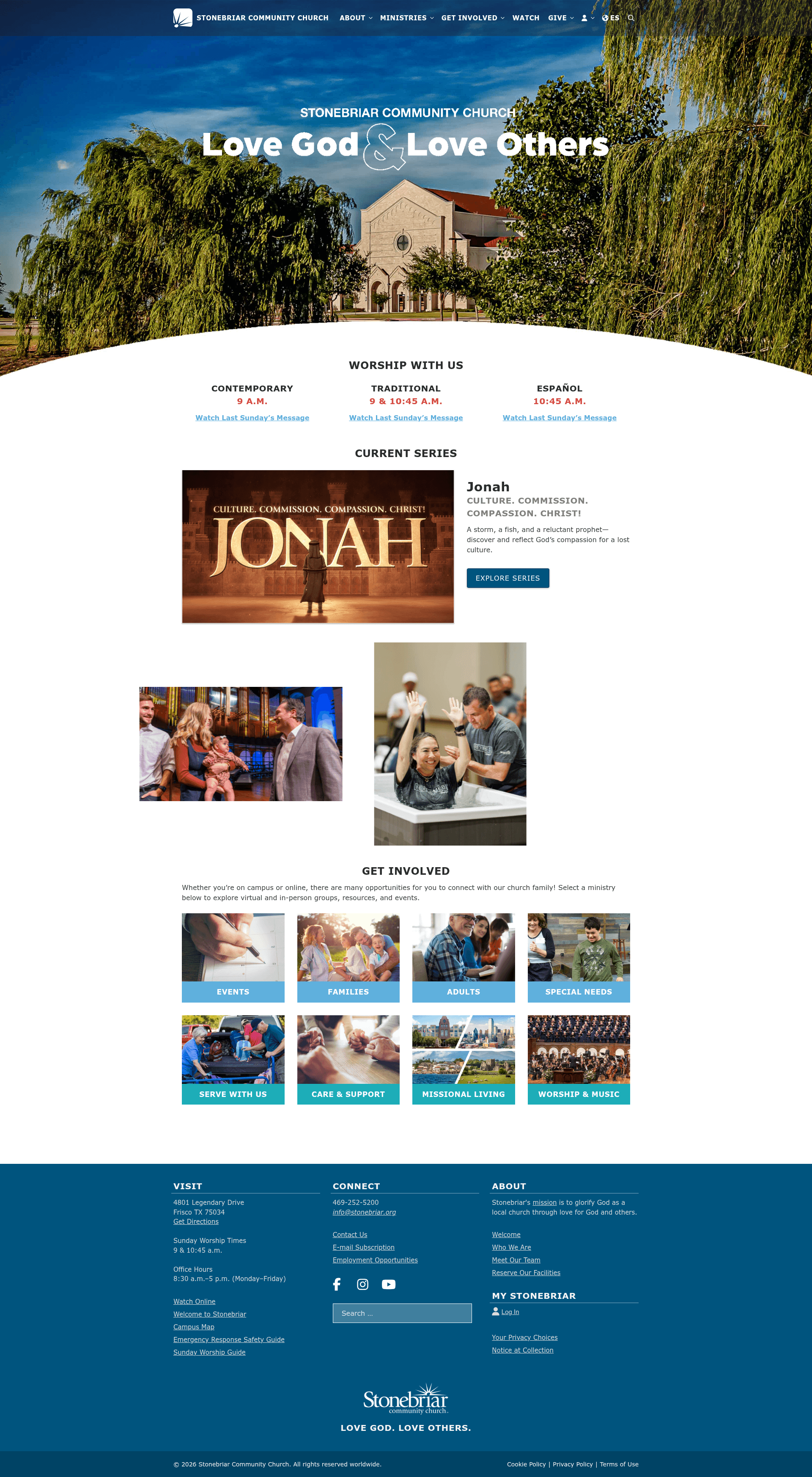 Stonebriar Community Church homepage screenshot