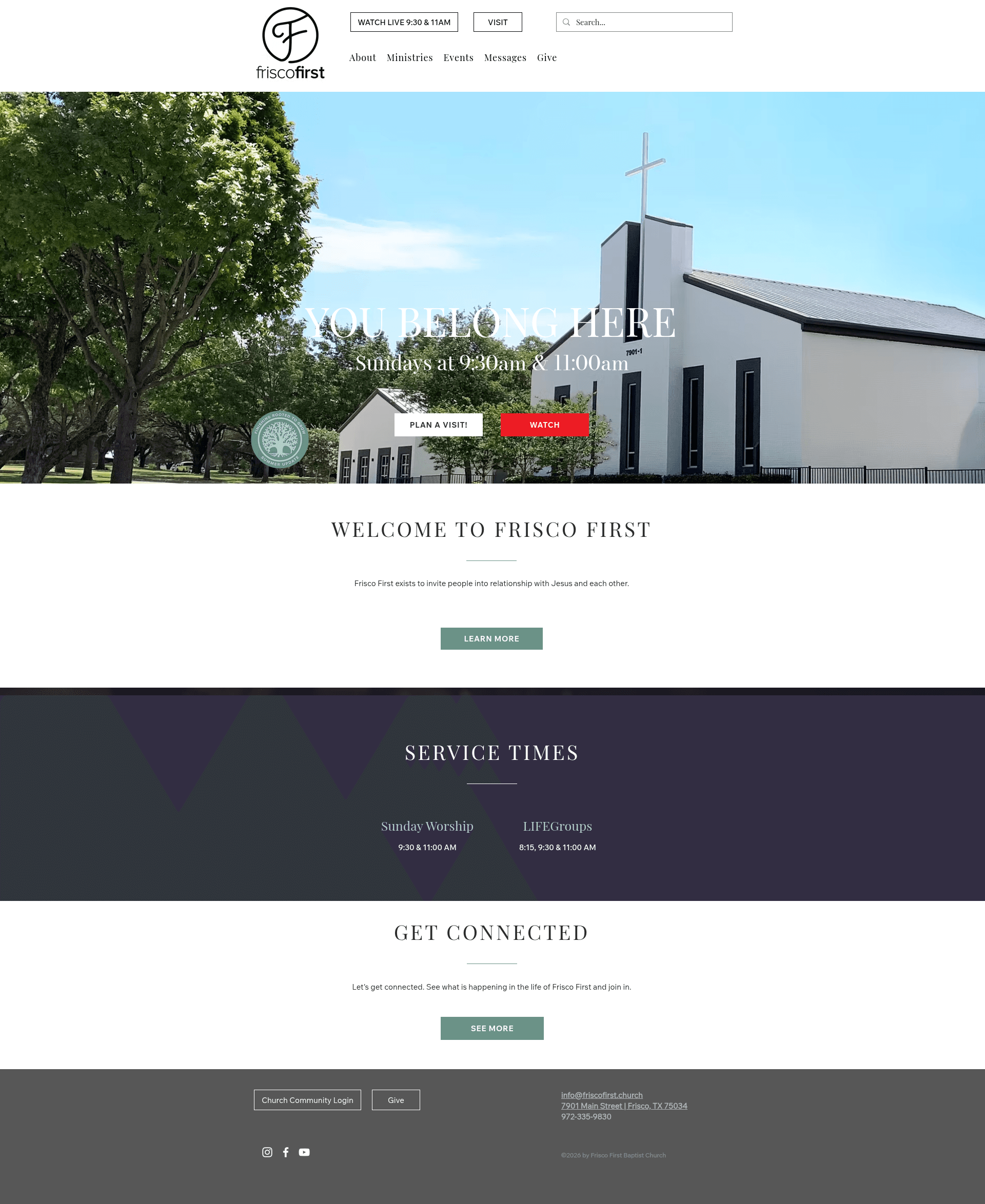 Captured Frisco First homepage screenshot